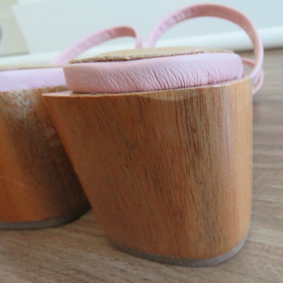 JAMES SMITH Sirenuse Strappy Leather Sandals Wood Block Heel Pastel Pink Size 8 - Picture 10 of 14